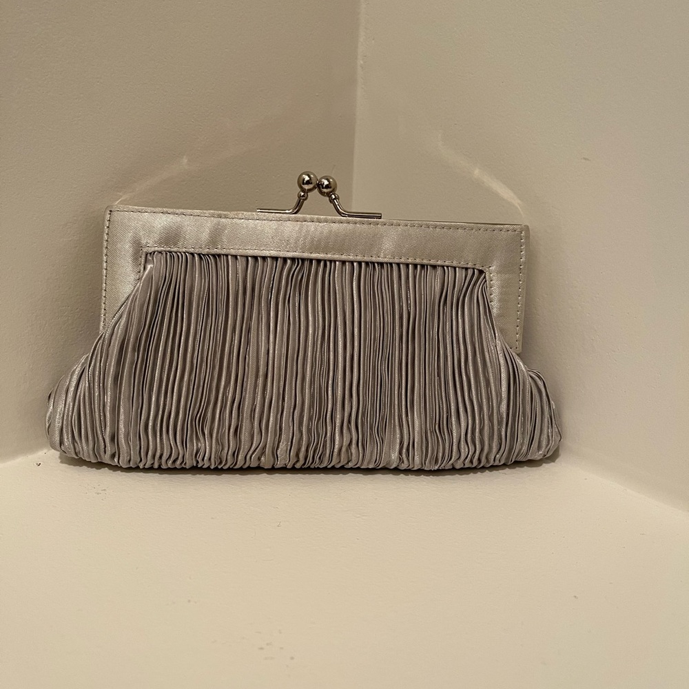 Silver Pleated Mini Clutch